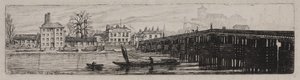 ミドルセックス海岸からのバタシー橋の眺め、1874 作： Charles William Sherborn